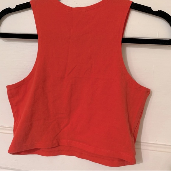 💙 Bright Orangey Coral Cropped Tank Top - Picture 3 of 3